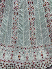 Sky Blue Georgette Thread Embroidered Work Wedding Lehenga Choli