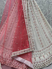Elegant Off-White Georgette Wedding Lehenga Choli With Dupatta