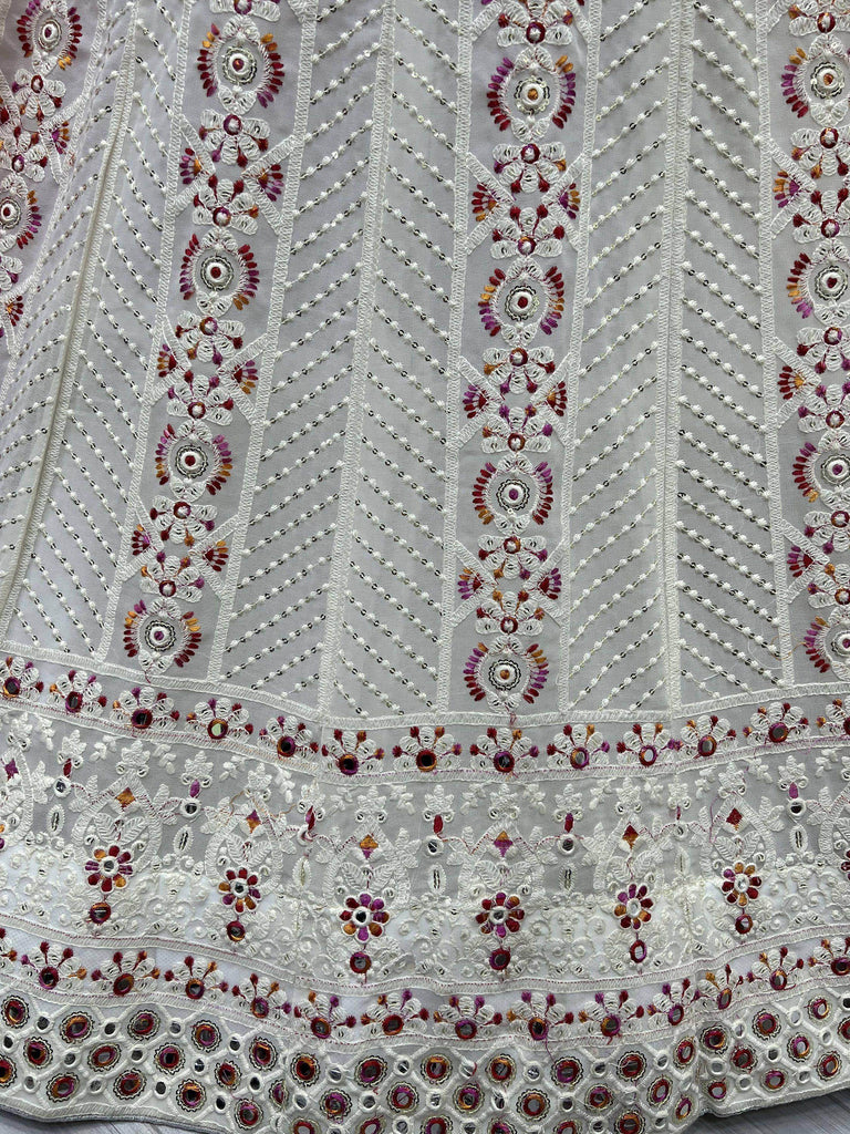 Elegant Off-White Georgette Wedding Lehenga Choli With Dupatta