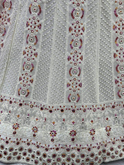 Elegant Off-White Georgette Wedding Lehenga Choli With Dupatta