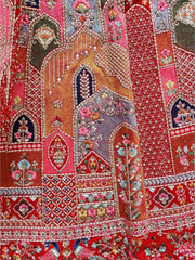 Imperial Red Multi-Thread Double Dupatta Velvet Bridal Wear Lehenga