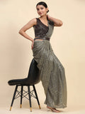 Enchanting Grey Sequins Lycra Designer Readymade Saree With Blouse