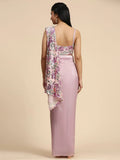 Stunning Pink Sequins Net Party Wear Pre-Stitched Saree With Blouse