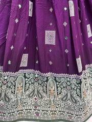 Impressive Purple Georgette Mirror Work Traditional Lehenga Choli