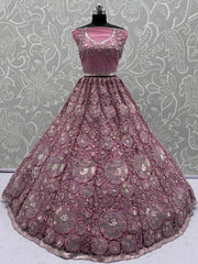 Glamorous Pink Net Sequins Wedding Wear Lehenga Choli With Dupatta
