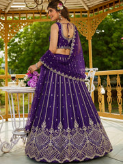 Charming Purple Dori Work Satin Wedding Wear Lehenga Choli