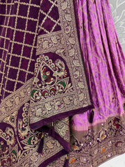 Desirable Pink Georgette Satin Zari Weaving Wedding Lehenga Choli