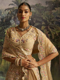 Captivating Cream Net Dori Embroidered Engagement Wear Lehenga Choli