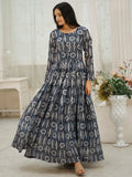 Charming Blue Digital Printed Georgette Festival Wear Gown
