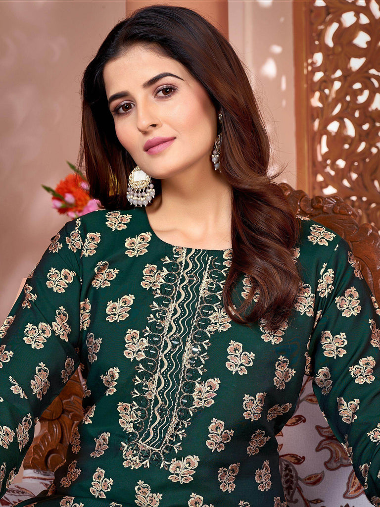 Fascinating Green Digital Printed Rayon Readymade Pant Suit