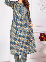 Attractive Blue Digital Printed Rayon Traditional Readymade Pant Suit