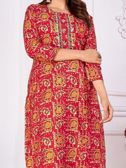 Stunning Red Digital Printed Rayon Readymade Pant Suit