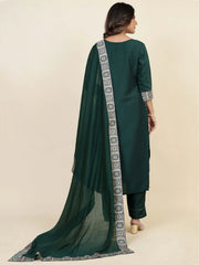 Tantalizing Green Digital Printed Chinon Pant Suit With Dupatta