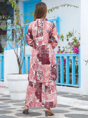 Beautiful Multi-Color Digital Printed Cotton Top Palazzo Co-Ord Set