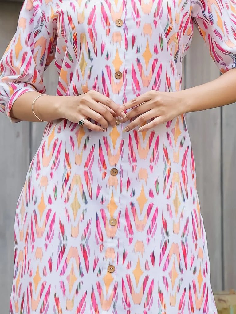 Glamorous White Digital Printed Cotton Top Palazzo Co-Ord Set