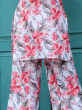 Fascinating White Floral Printed Cotton Top Palazzo Co-Ord Set