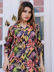 Attractive Black Digital Printed Cotton Top Palazzo Co-Ord Set