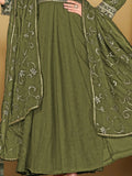 Stunning Light Green Embroidered Georgette Anarkali Suit With Dupatta