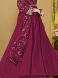 Glamorous Dark Pink Embroidered Georgette Traditional Anarkali Suit