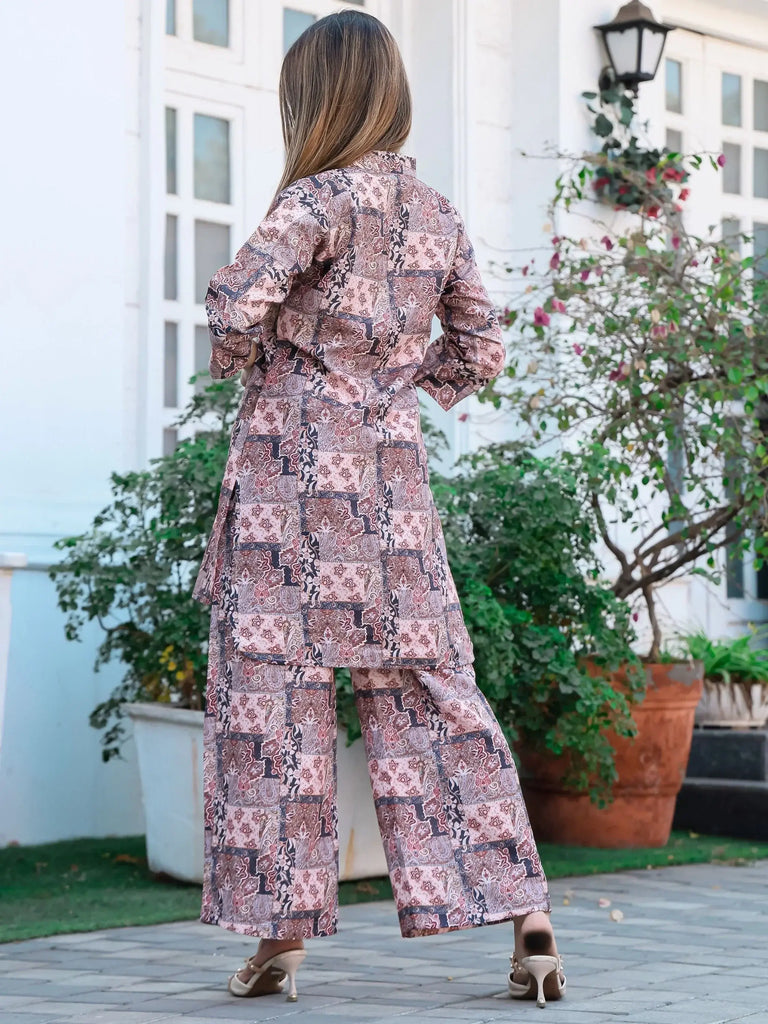 Stunning Multi-Color Digital Printed Cotton Top Palazzo Co-Ord Set