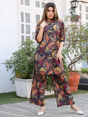 Astonishing Multi-Color Digital Printed Cotton Top Palazzo Co-Ord Set