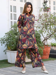 Astonishing Multi-Color Digital Printed Cotton Top Palazzo Co-Ord Set