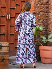 Fascinating Blue Digital Printed Cotton Top Palazzo Co-Ord Set