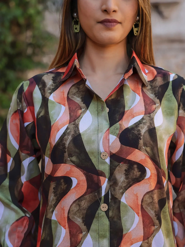 Alluring Multi-Color Printed Cotton Event Wear Top Palazzo Co-Ord Set