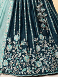 Incredible Teal Blue Sequins Satin Sangeet Wear Lehenga Choli