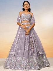 Amazing Mauve Sequins Chiffon Bridesmaid Lehenga Choli With Dupatta
