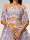 Amazing Mauve Sequins Chiffon Bridesmaid Lehenga Choli With Dupatta