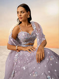 Amazing Mauve Sequins Chiffon Bridesmaid Lehenga Choli With Dupatta