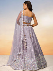 Amazing Mauve Sequins Chiffon Bridesmaid Lehenga Choli With Dupatta