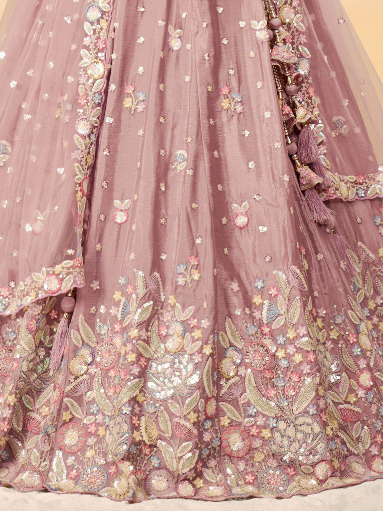 Marvelous Pink Embroidered Chiffon Engagement Wear Lehenga Choli