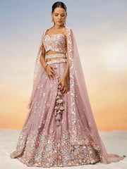 Marvelous Pink Embroidered Chiffon Engagement Wear Lehenga Choli