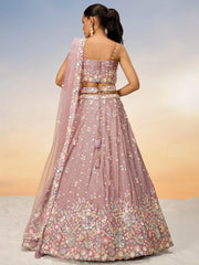 Marvelous Pink Embroidered Chiffon Engagement Wear Lehenga Choli