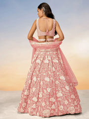 Attractive Peach Sequins Georgette Engagement Wear Lehenga Choli