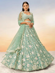 Adorable Sea Green Sequins Georgette Bridesmaid Lehenga Choli