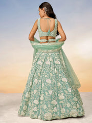 Adorable Sea Green Sequins Georgette Bridesmaid Lehenga Choli