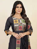 Bewitching Black Digital Printed Chinon Event Wear Pant Suit