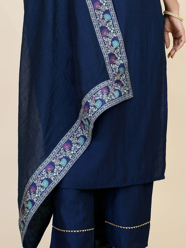 Charming Blue Digital Printed Chinon Traditional Pant Suit With Dupatta