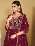 Fascinating Dark Pink Sequins Georgette Event Wear Anarkali Suit