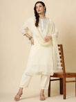 Gorgeous Cream Embroidery Work Muslin Silk Function Wear Pant Suit