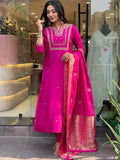 Fabulous Rani Pink Embroidered Viscose Event Wear Pant Suit