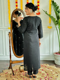 Bewitching Black Thread Embroidered Viscose Event Wear Pant Suit