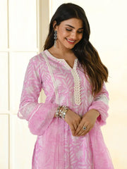 Beautiful Pink Digital Printed Cotton Festival Wear Pant Suit
