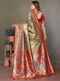 Wonderful Brown Zari Weaving Banarasi Silk Paithani Saree