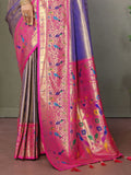 Stunning Lavender Zari Weaving Banarasi Silk Saree With Blouse