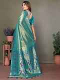 Charming Sky Blue Zari Weaving Banarasi Silk Festival Wear Saree