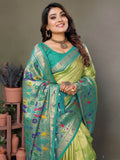 Bewitching Olive Green Zari Weaving Banarasi Silk Paithani Saree